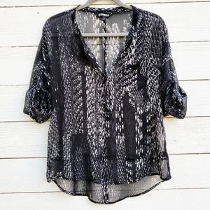 Express Sheer Snakeskin Print Blouse